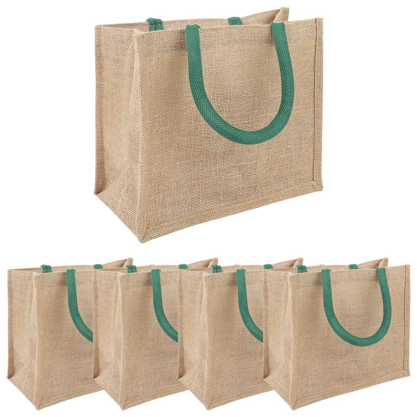 Jute Handbags 5 pcs Natural and Green 26 x 22 x 14 cm