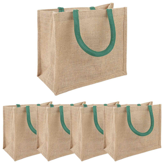 Jute Handbags 5 pcs Natural and Green 26 x 22 x 14 cm