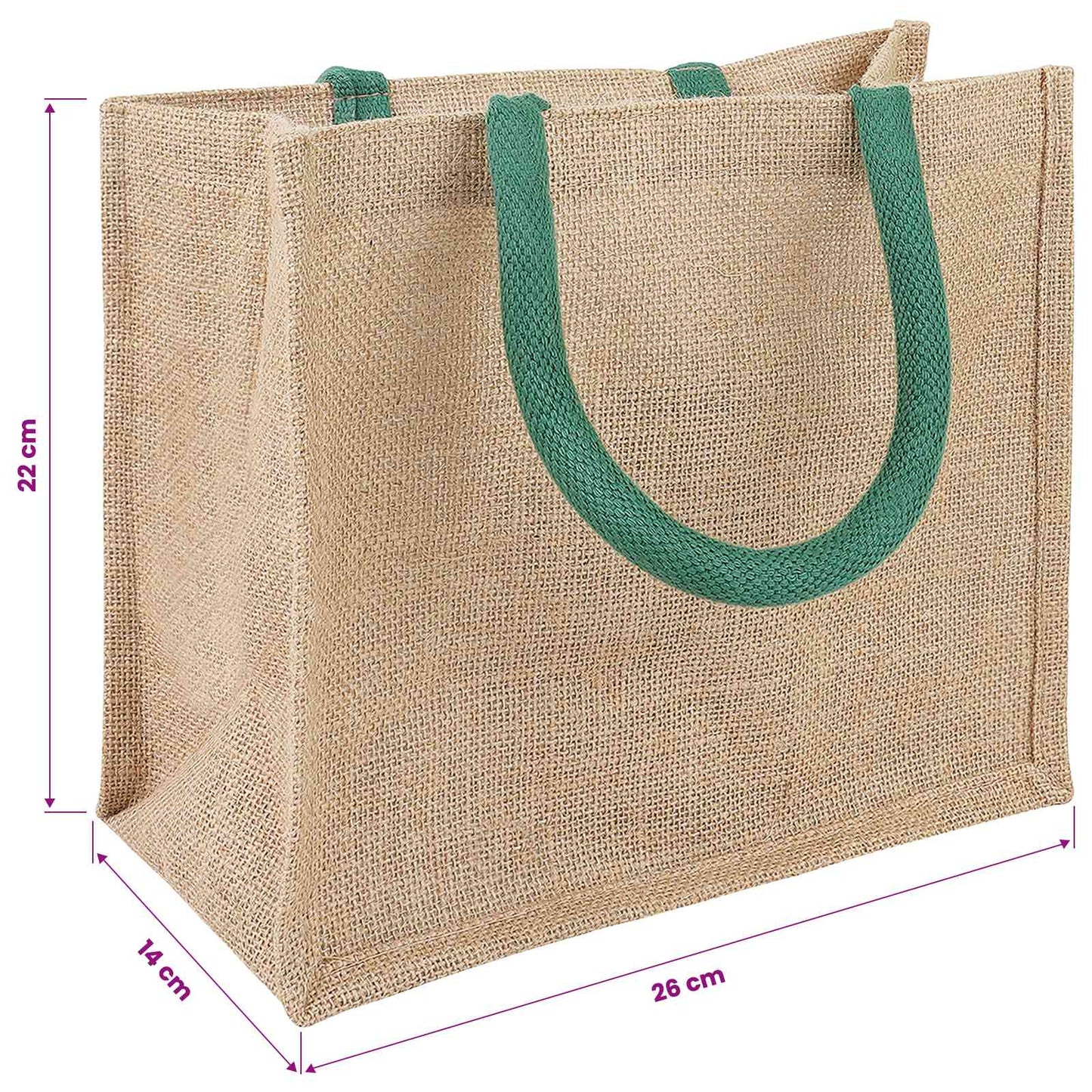 Jute Handbags 5 pcs Natural and Green 26 x 22 x 14 cm