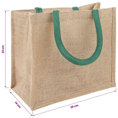 Jute Handbags 5 pcs Natural and Green 26 x 22 x 14 cm