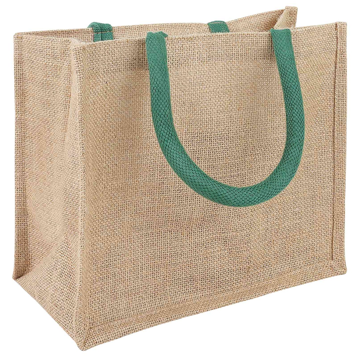 Jute Handbags 10 pcs Natural and Green 26 x 22 x 14 cm