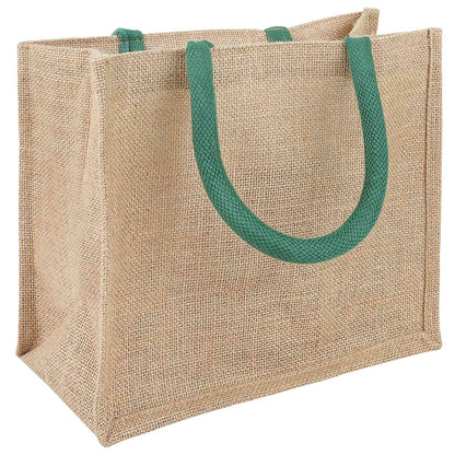 Jute Handbags 10 pcs Natural and Green 26 x 22 x 14 cm