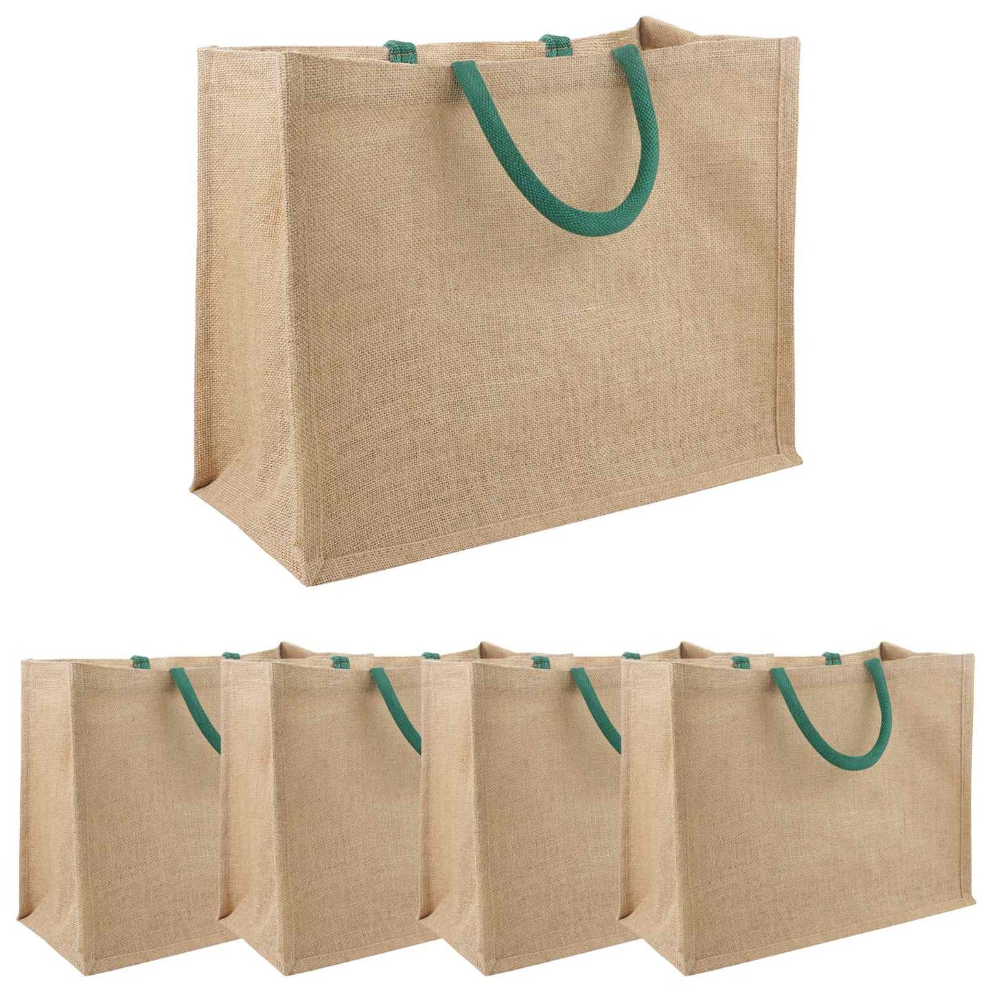 Jute Handbags 5 pcs Natural and Green 42 x 33 x 19 cm
