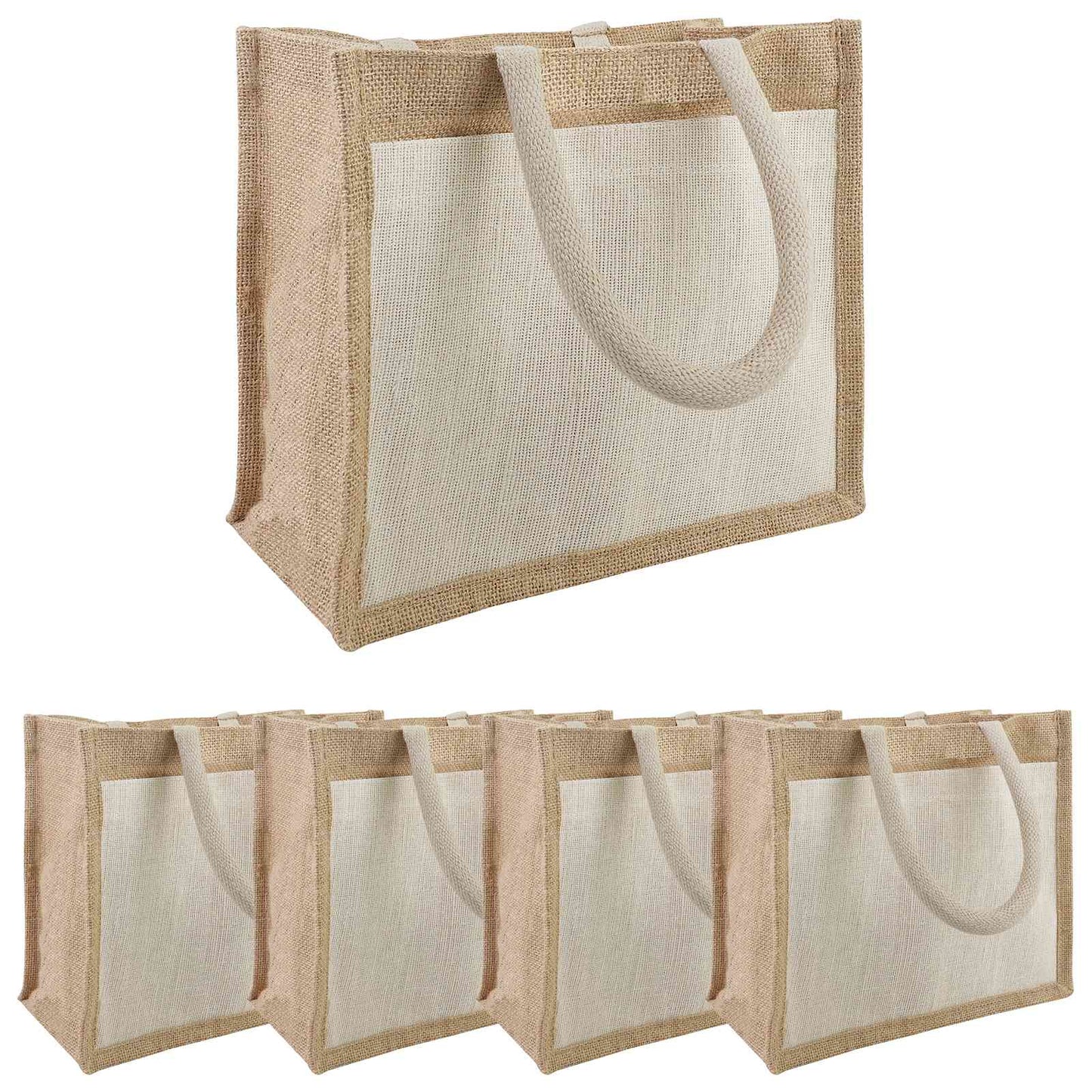 Jute Handbags with Pocket 5 pcs 26 x 22 x 14 cm 100% Tossa Jute