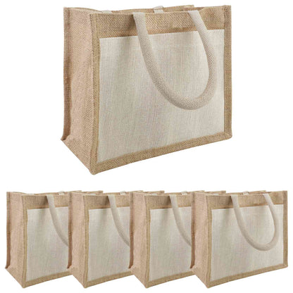 Jute Handbags with Pocket 5 pcs 26 x 22 x 14 cm 100% Tossa Jute