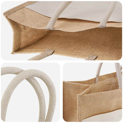 Jute Handbags with Pocket 10 pcs 42 x 33 x 19 cm