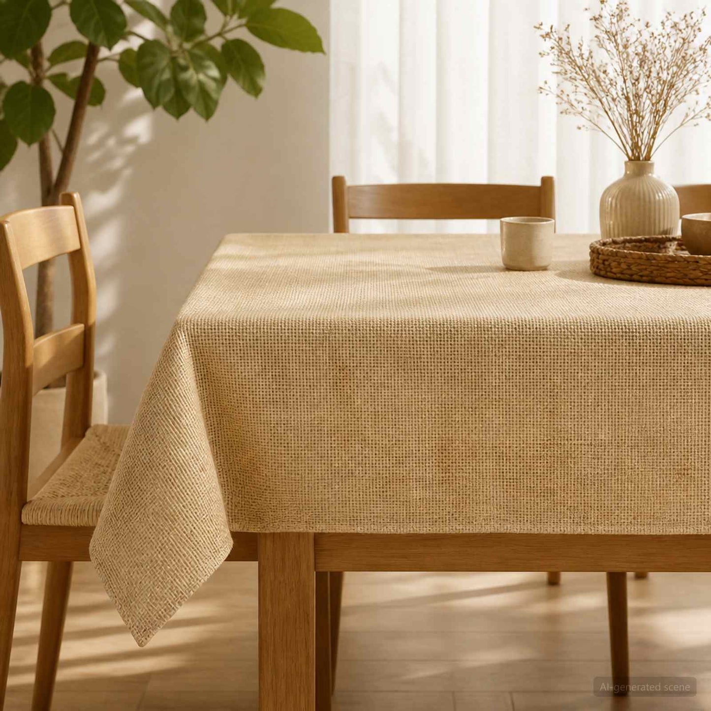 Jute Tablecloth Natural 160 x 270 cm 100% Tossa Jute