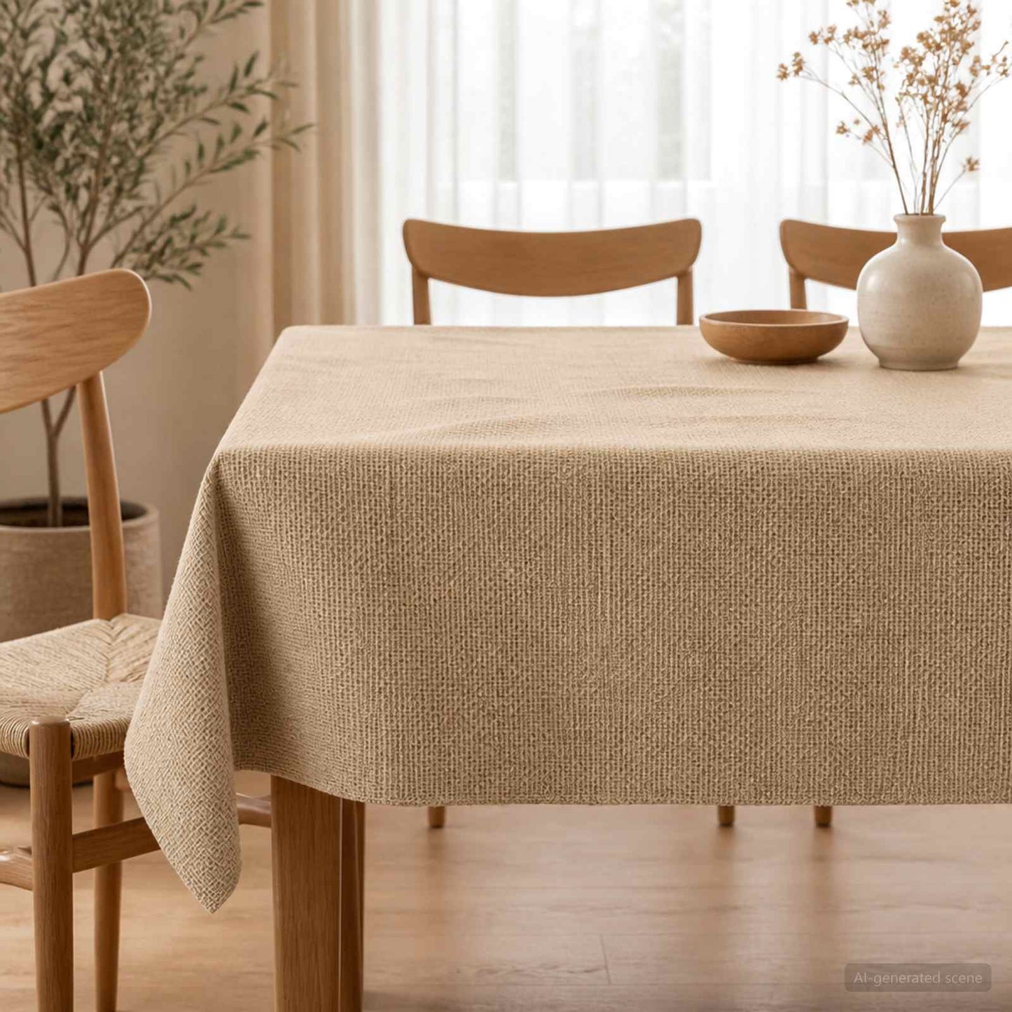 Jute Tablecloth Natural Ø 300 cm 100% Tossa Jute