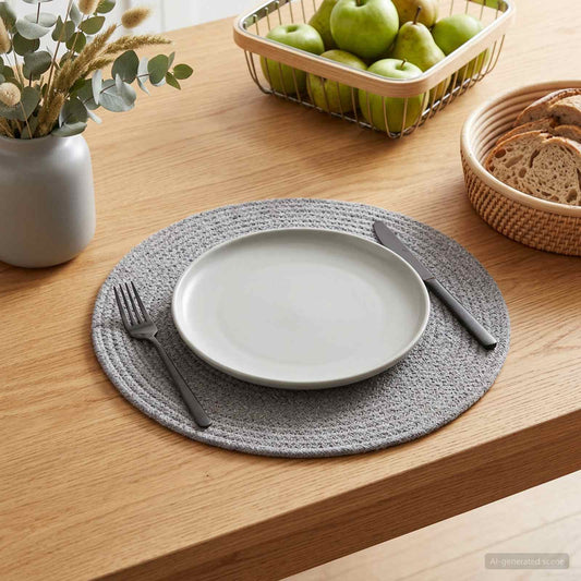 Jute Placemets 12 pcs Grey 100% Tossa Jute