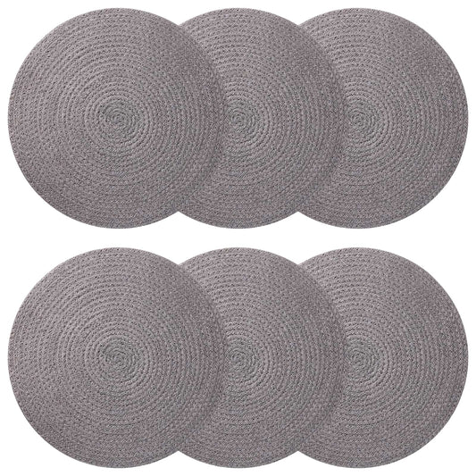 Jute Placemets 6 pcs Grey Ø 30 cm 100% Tossa Jute