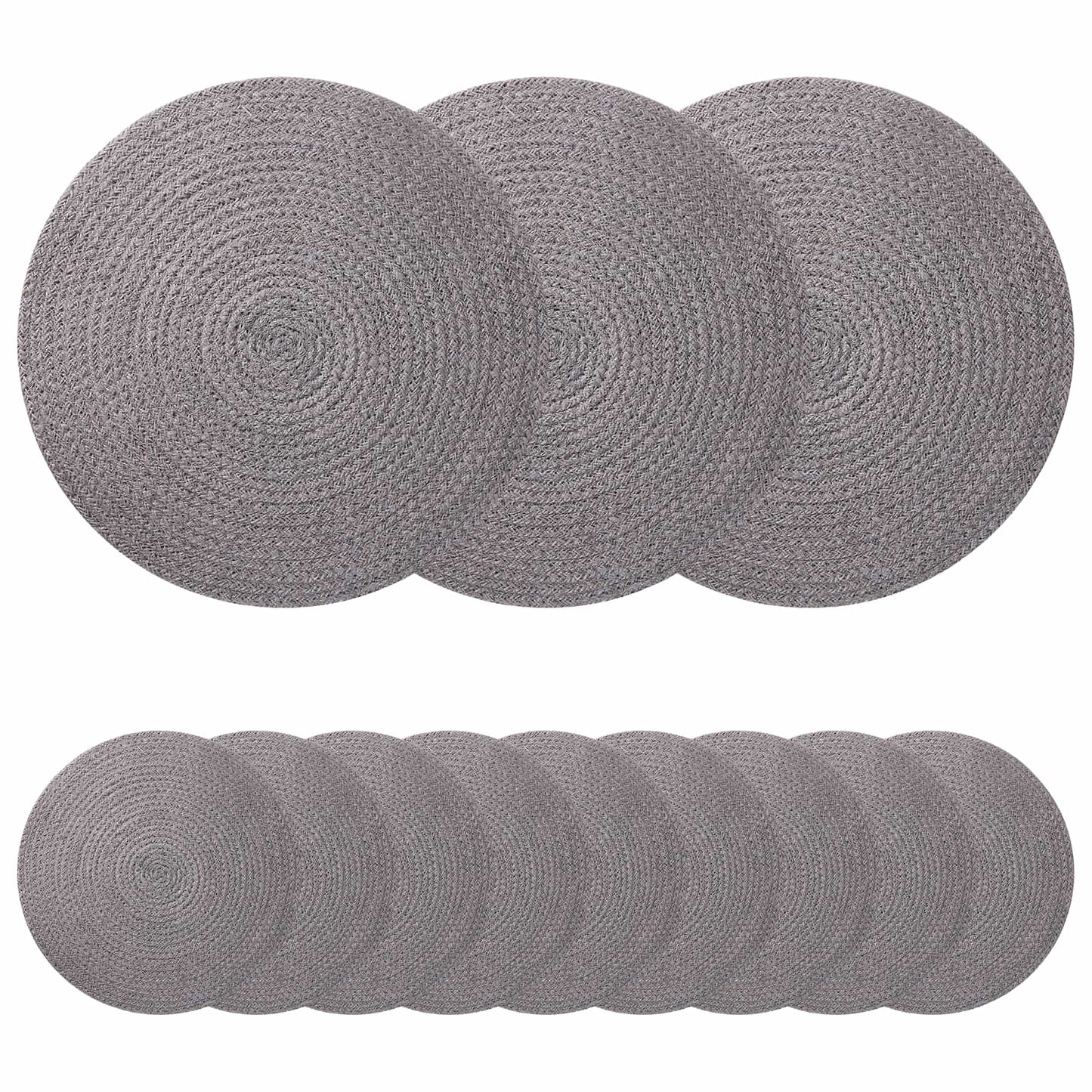 Jute Placemets 12 pcs Grey 100% Tossa Jute