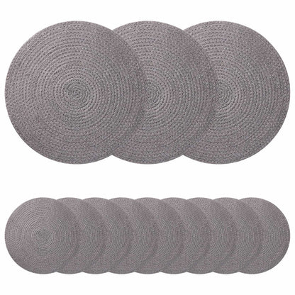 Jute Placemets 12 pcs Grey 100% Tossa Jute