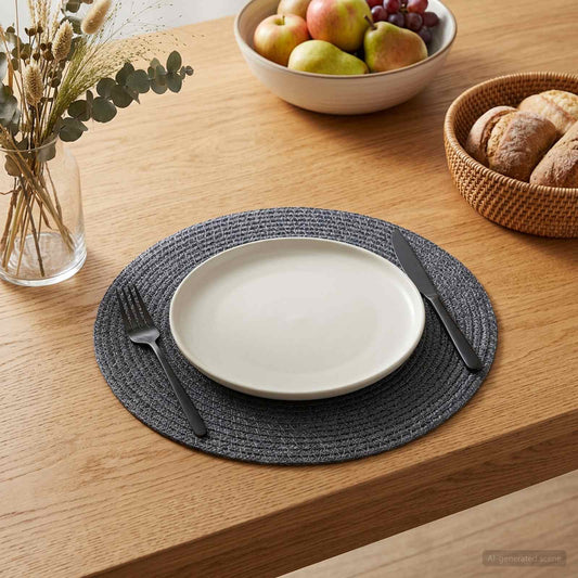 Jute Placemets 12 pcs Dark grey 100% Tossa Jute