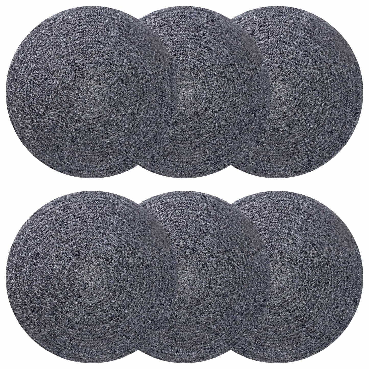 Jute Placemets 6 pcs Dark grey Ø 30 cm 100% Tossa Jute