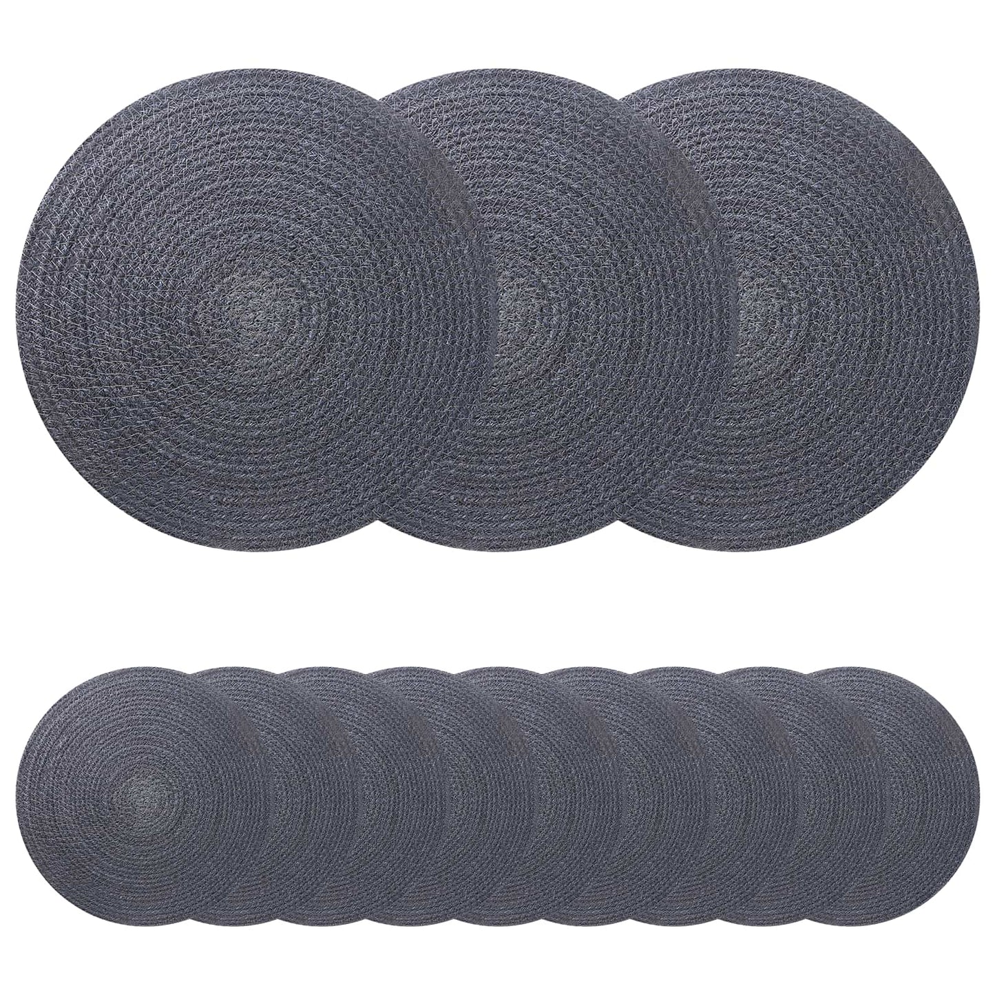 Jute Placemets 12 pcs Dark grey Ø 30 cm 100% Tossa Jute