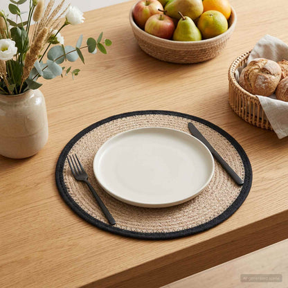 Jute Placemets 12 pcs Natural and Black 100% Tossa Jute