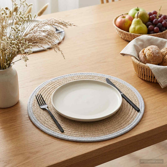 Jute Placemets 12 pcs Natural and White 100% Tossa Jute