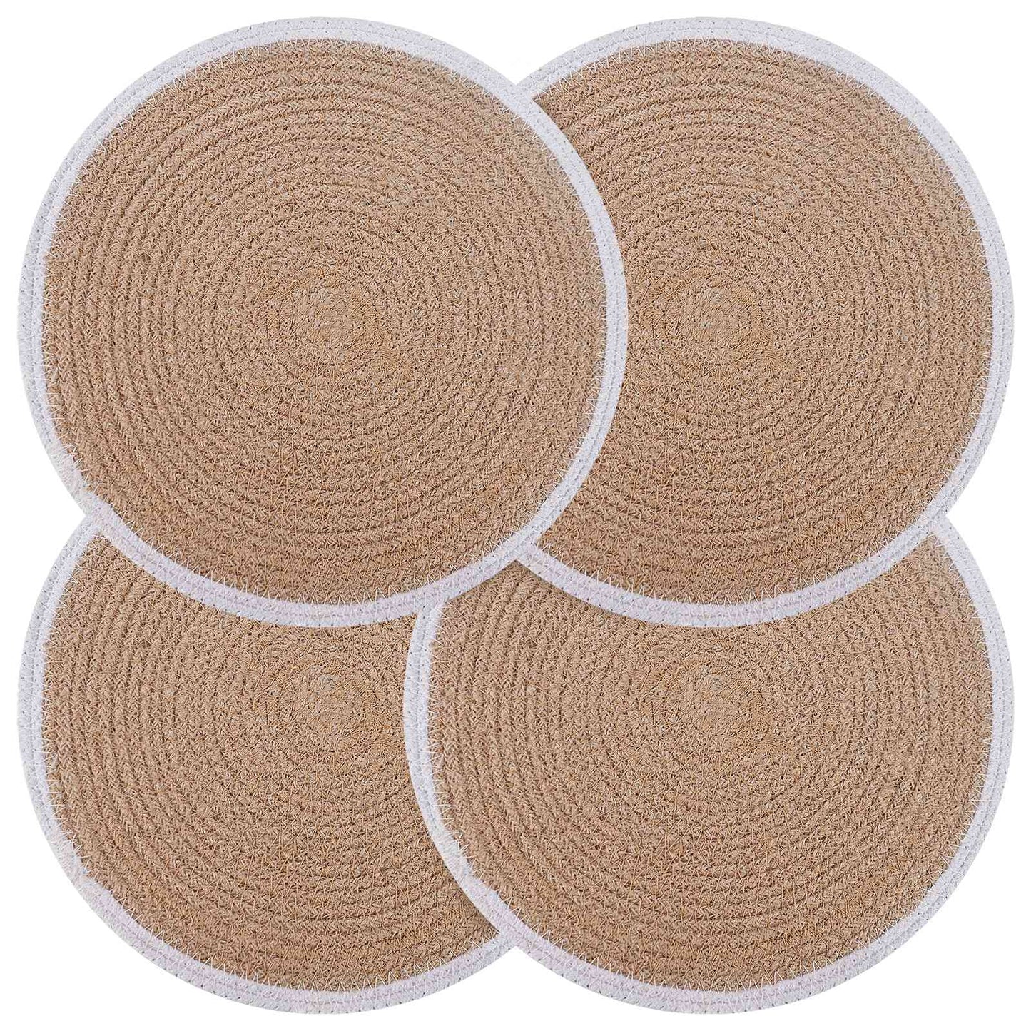 Jute Placemets 4 pcs Natural and White Ø 30 cm 100% Tossa Jute