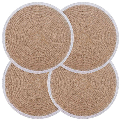 Jute Placemets 4 pcs Natural and White Ø 30 cm 100% Tossa Jute