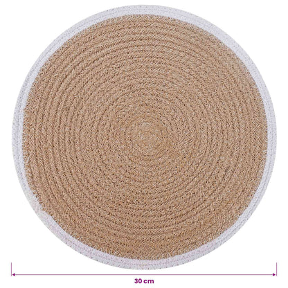 Jute Placemets 12 pcs Natural and White 100% Tossa Jute