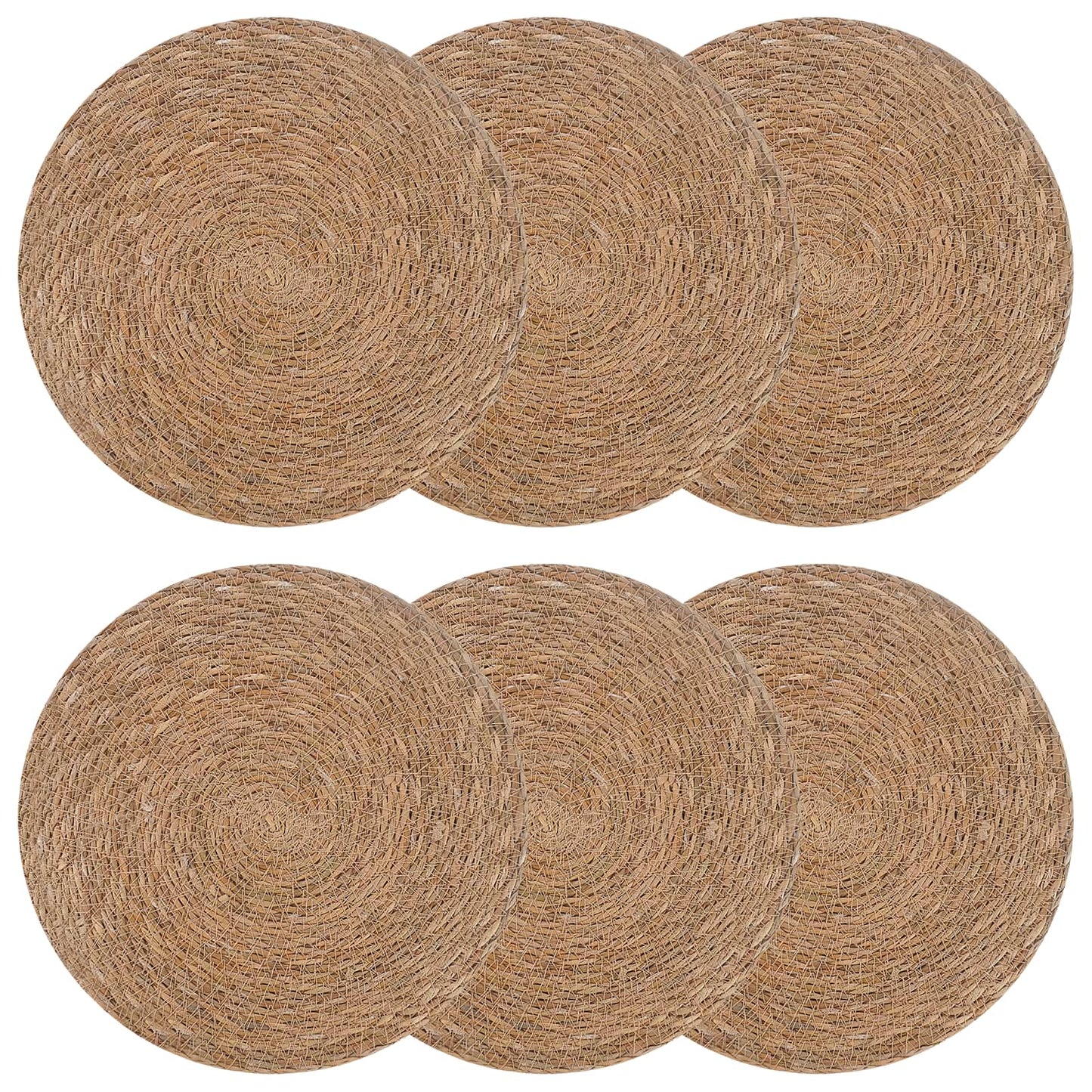 Seagrass Placemets 6 pcs Natural Ø 30 cm 100% Seagrass