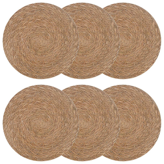 Seagrass Placemets 6 pcs Natural Ø 30 cm 100% Seagrass
