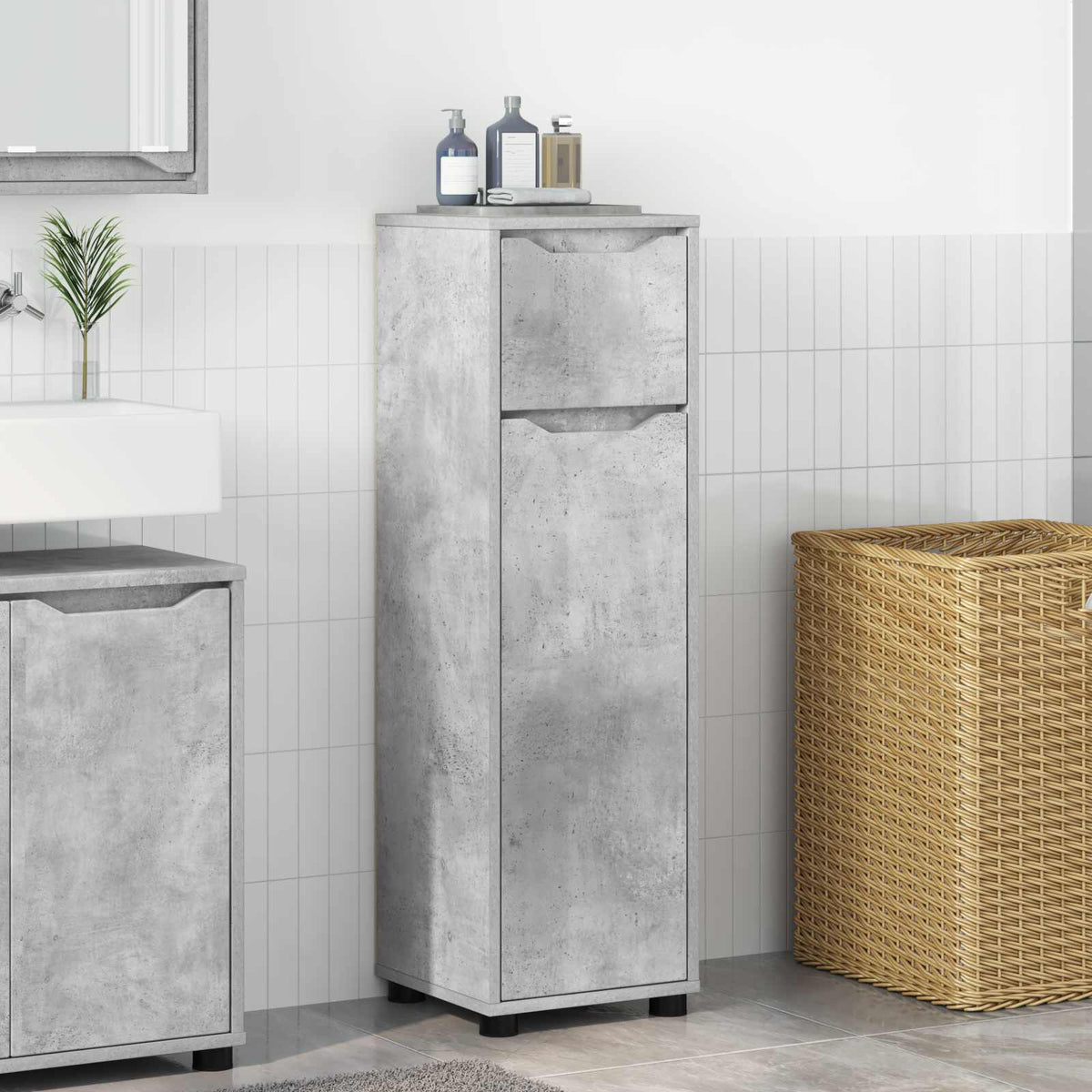 Bathroom Cabinet Concrete Grey 30.5 x 30 x 101 cm