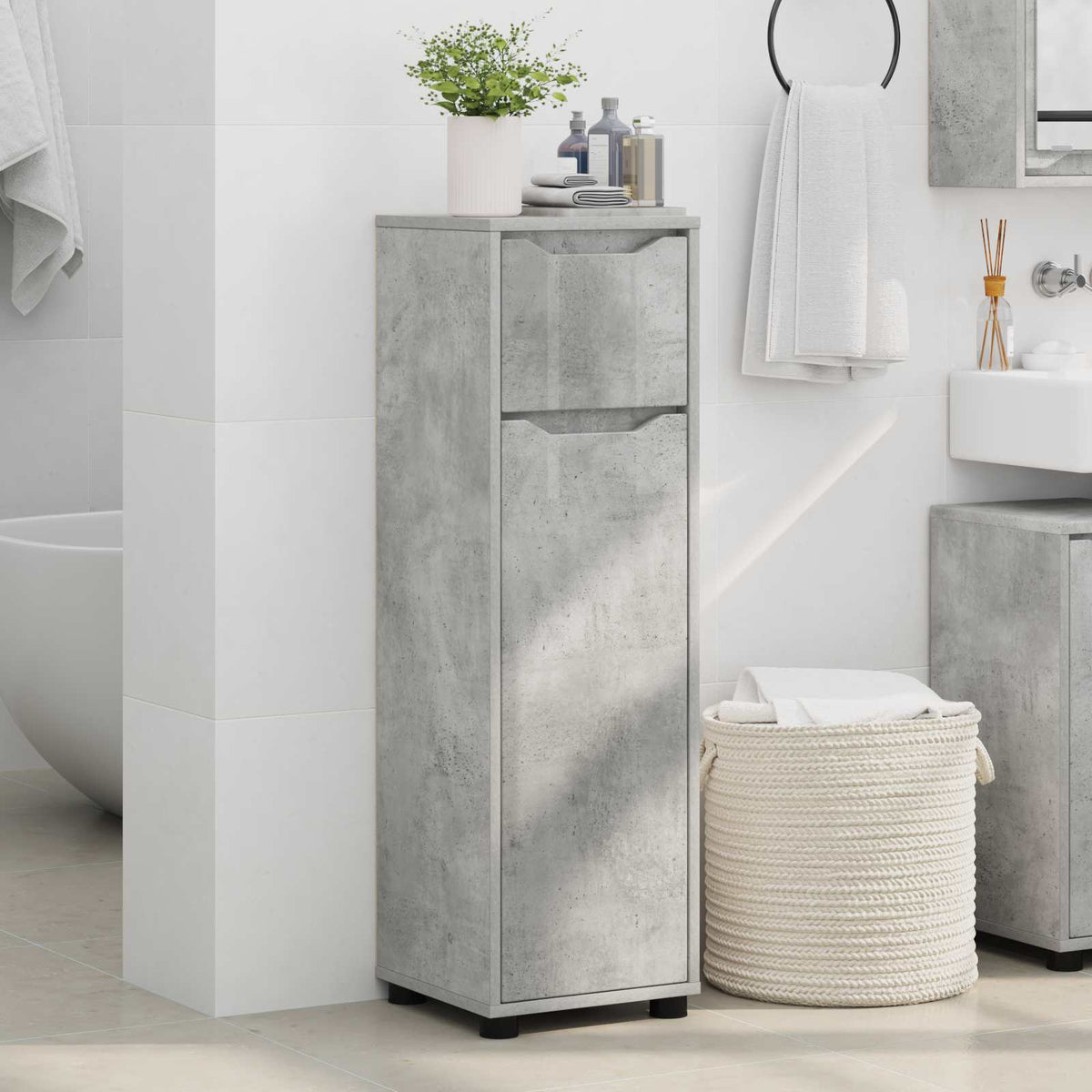 Bathroom Cabinet Concrete Grey 30.5 x 30 x 101 cm