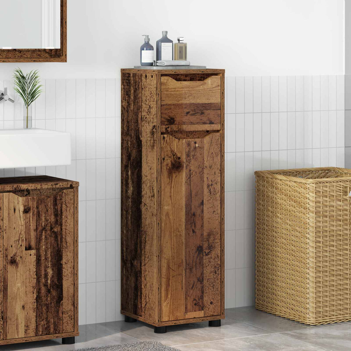 Bathroom Cabinet Old Wood 30.5 x 30 x 101 cm Engineered Wood