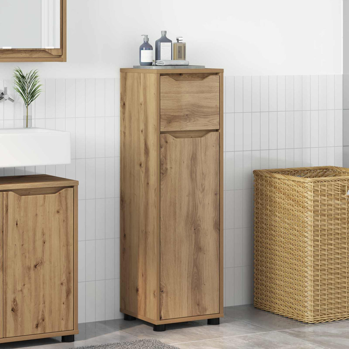 Bathroom Cabinet Artisan Oak 30.5 x 30 x 101 cm Engineered Wood