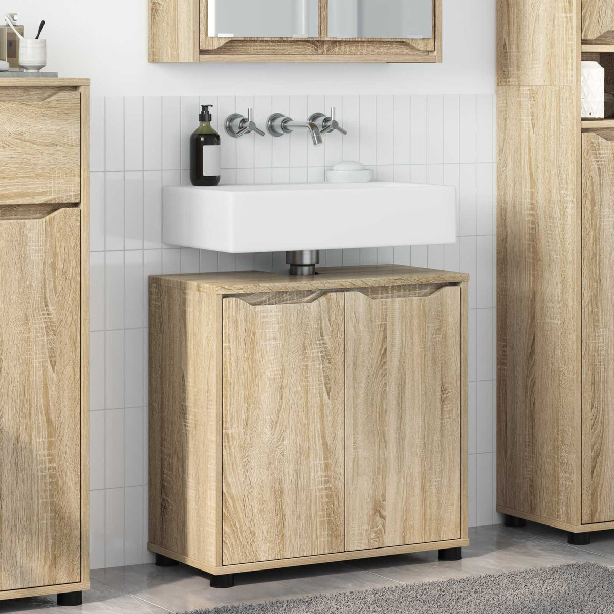 Bathroom Basin Cabinet Sonoma Oak 60 x 30 x 60 cm