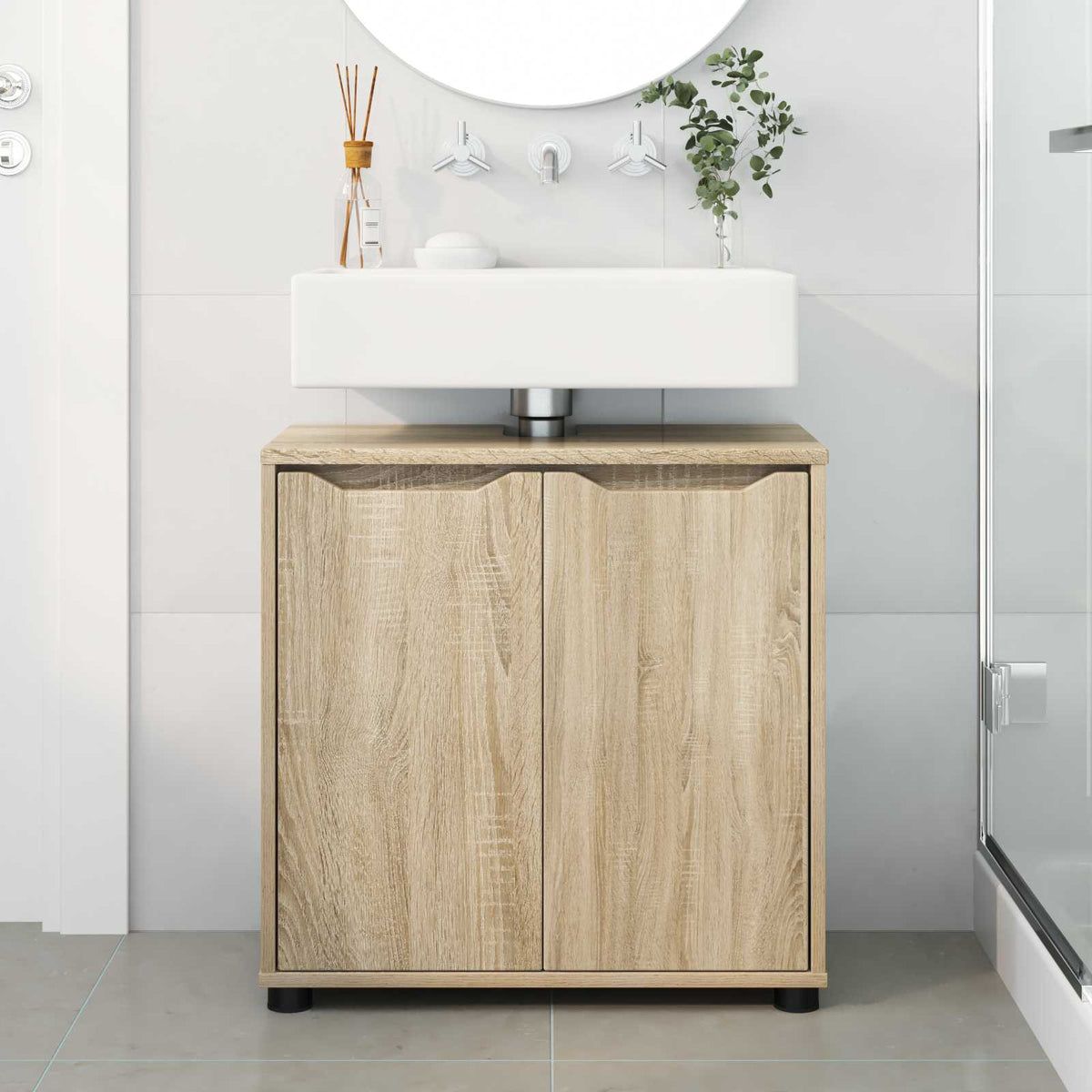 Bathroom Basin Cabinet Sonoma Oak 60 x 30 x 60 cm