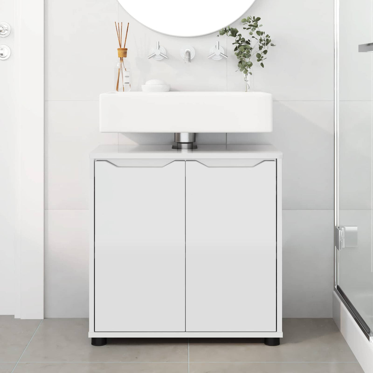 Bathroom Basin Cabinet High Gloss White 60 x 30 x 60 cm