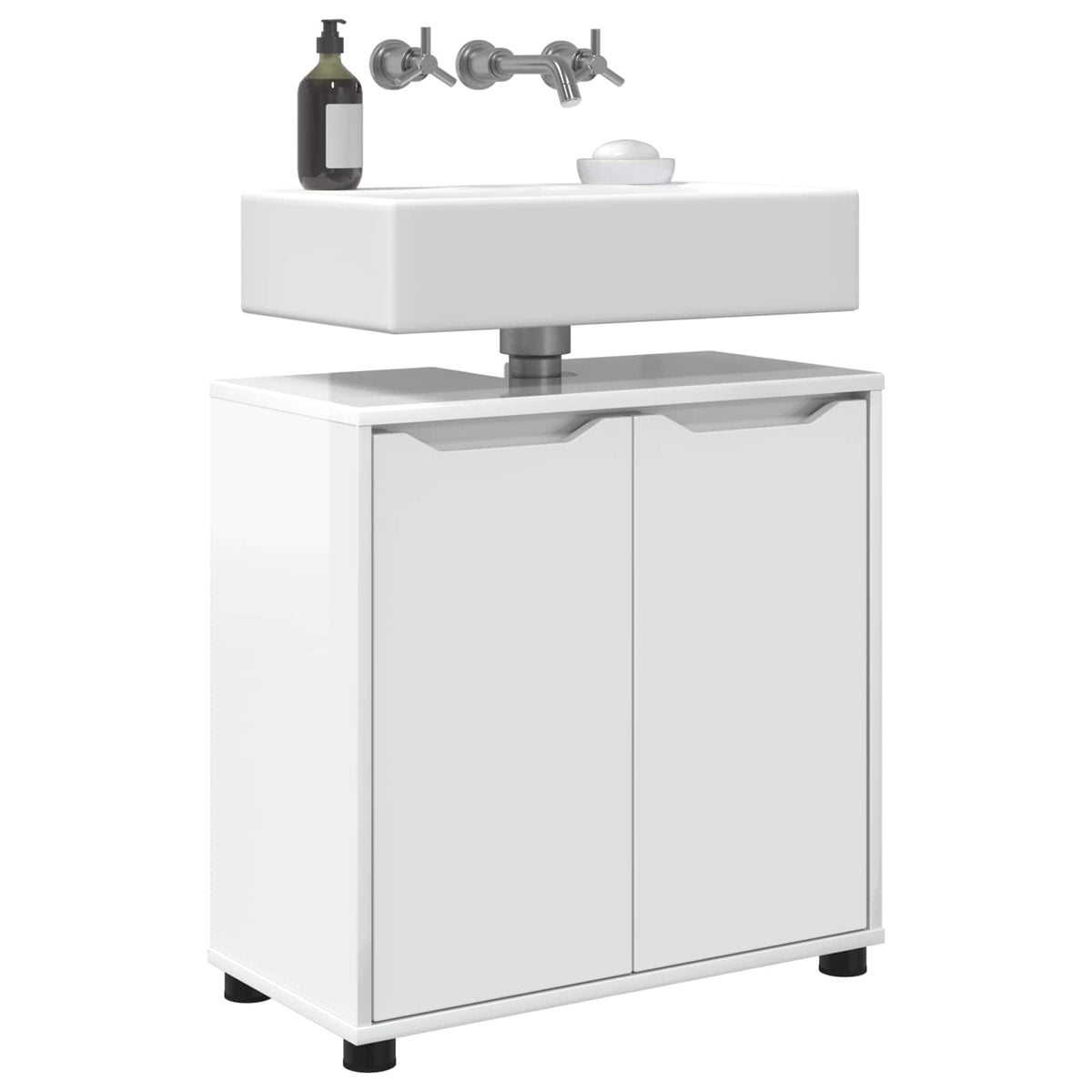 Bathroom Basin Cabinet High Gloss White 60 x 30 x 60 cm