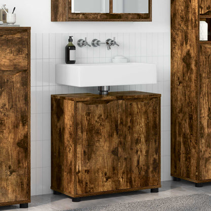 Bathroom Basin Cabinet Smoked Oak 60 x 30 x 60 cm