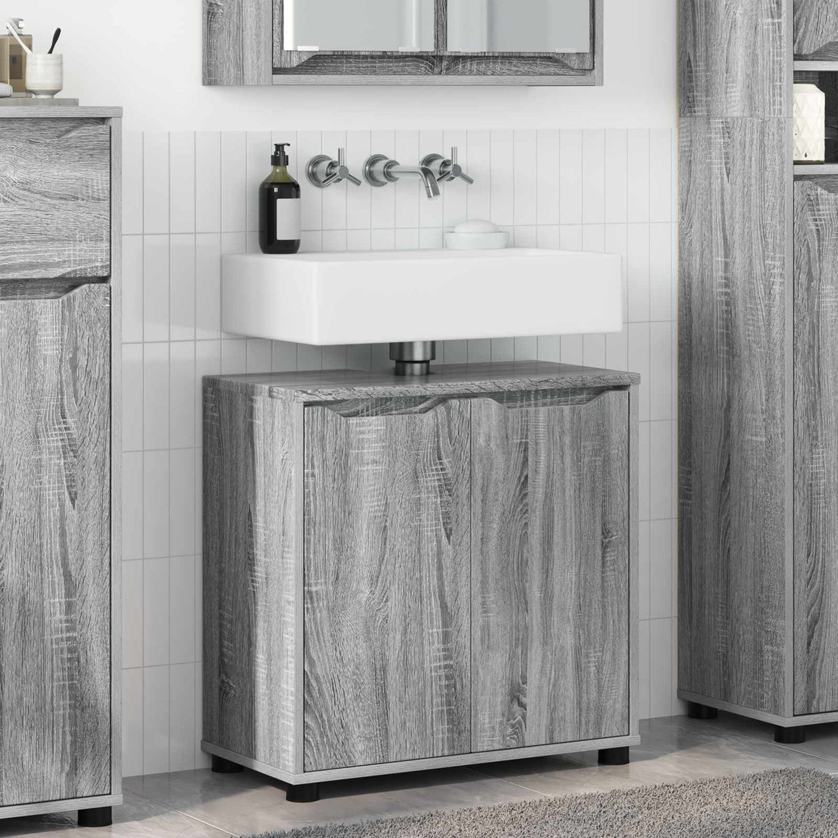Bathroom Basin Cabinet Grey Sonoma 60 x 30 x 60 cm