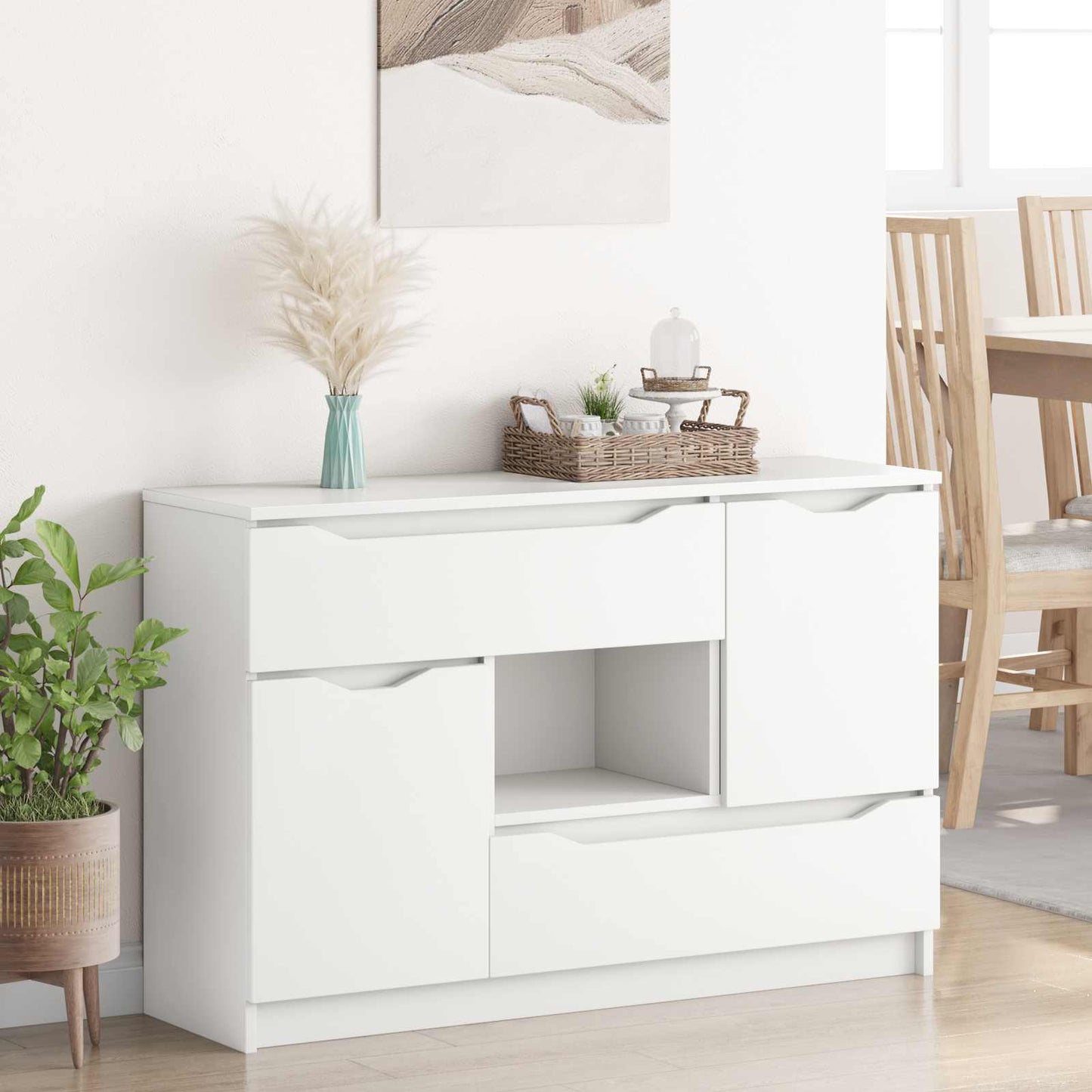Sideboard with Drawer White 100 x 30 x 65.6 Engineered Wood