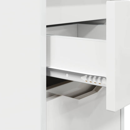 Bedside Table High Gloss White 30.5 x 30 x 43 cm