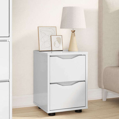 Bedside Table with Drawer High Gloss White 30.5 x 30 x 43 cm