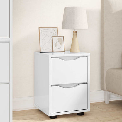 Bedside Table High Gloss White 30.5 x 30 x 43 cm