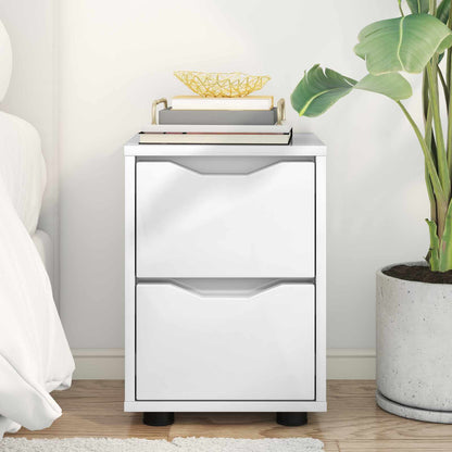 Bedside Table High Gloss White 30.5 x 30 x 43 cm