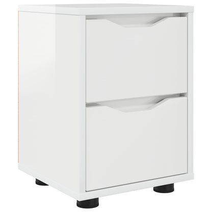 Bedside Table High Gloss White 30.5 x 30 x 43 cm