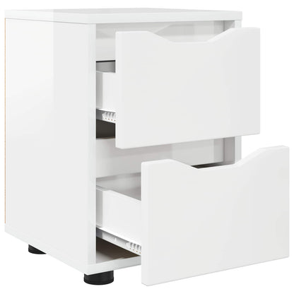 Bedside Table High Gloss White 30.5 x 30 x 43 cm