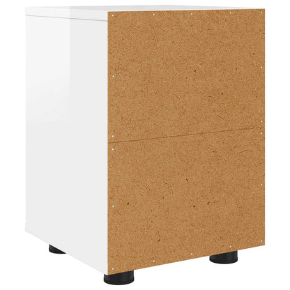 Bedside Table High Gloss White 30.5 x 30 x 43 cm