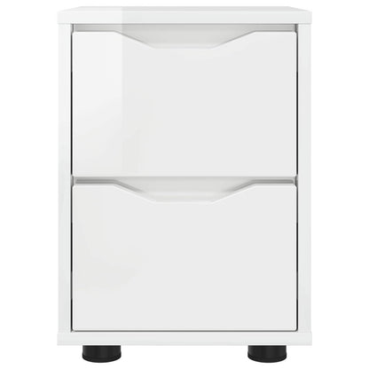Bedside Table High Gloss White 30.5 x 30 x 43 cm