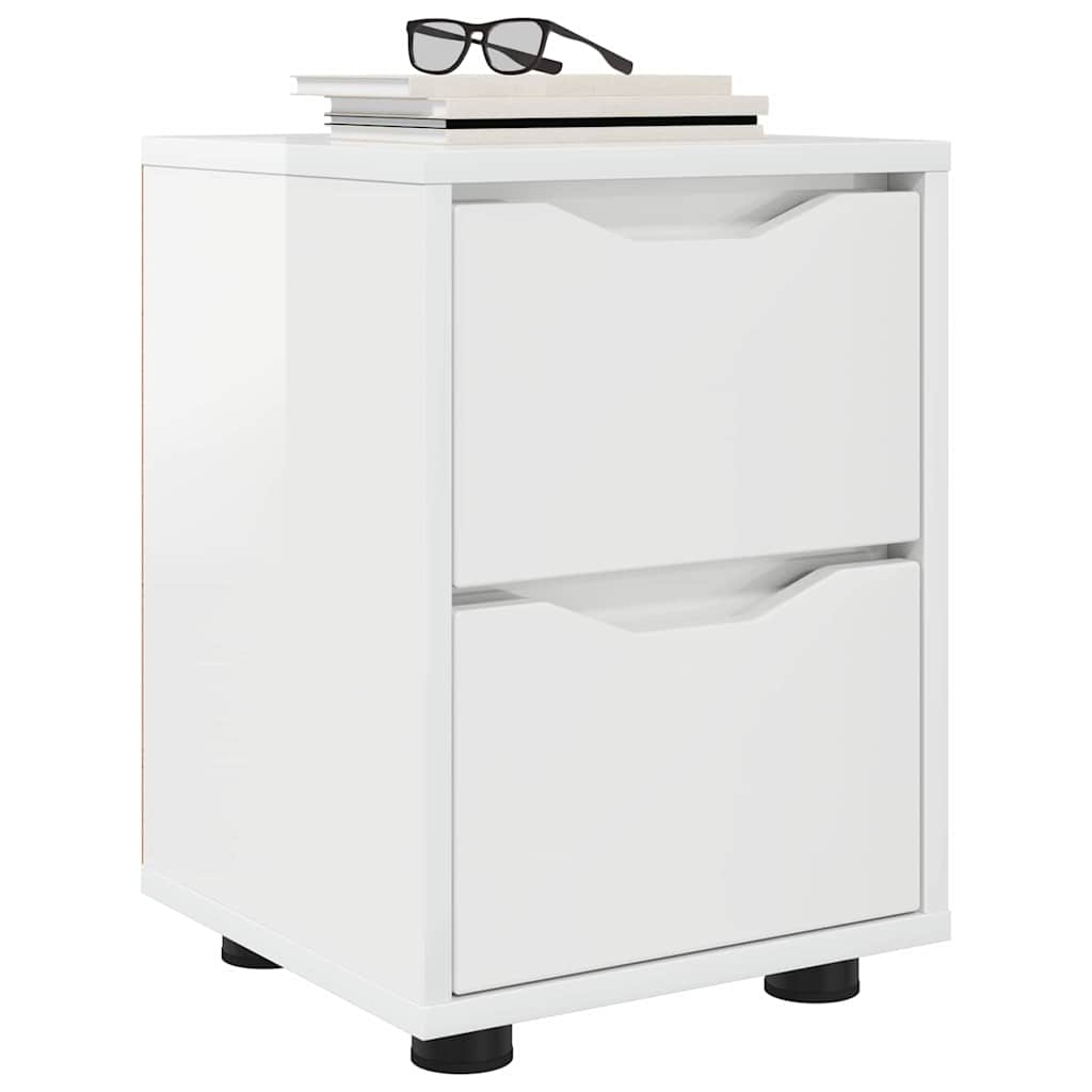 Bedside Table with Drawer High Gloss White 30.5 x 30 x 43 cm