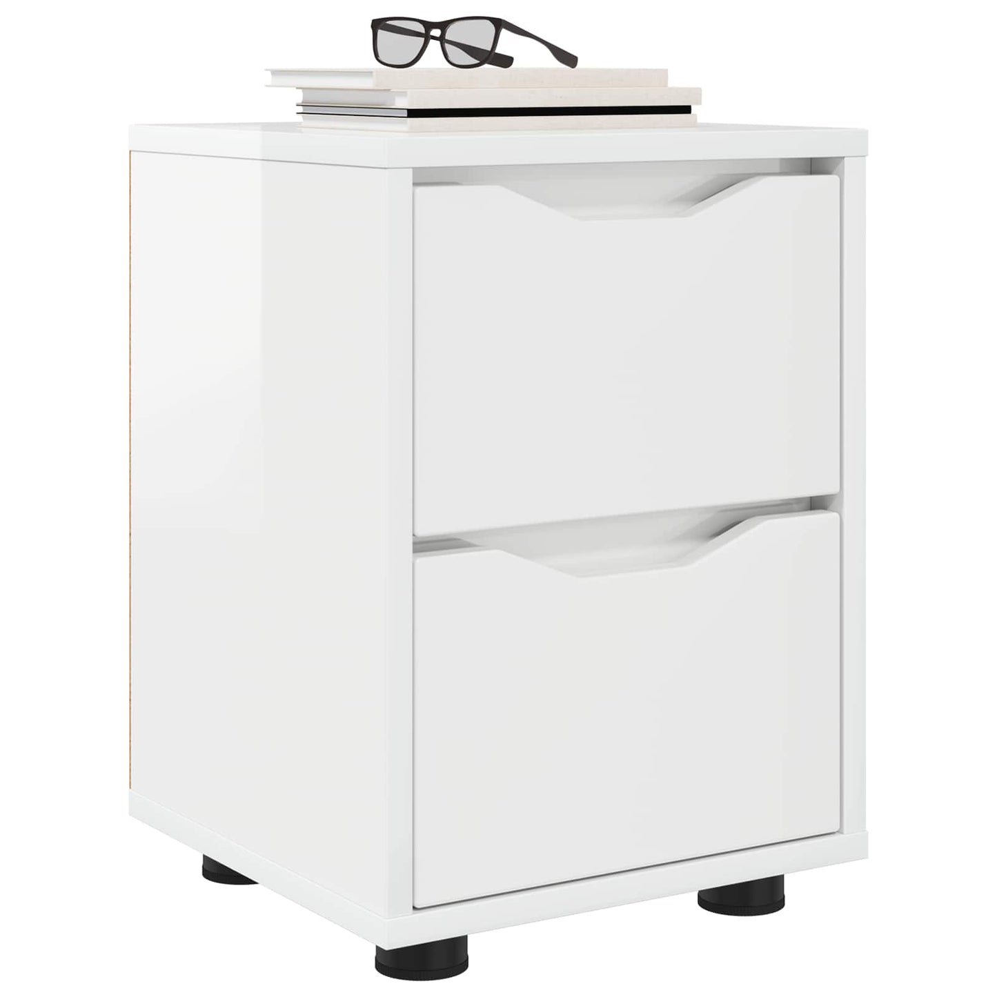Bedside Table with Drawer High Gloss White 30.5 x 30 x 43 cm
