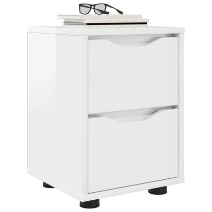 Bedside Table High Gloss White 30.5 x 30 x 43 cm