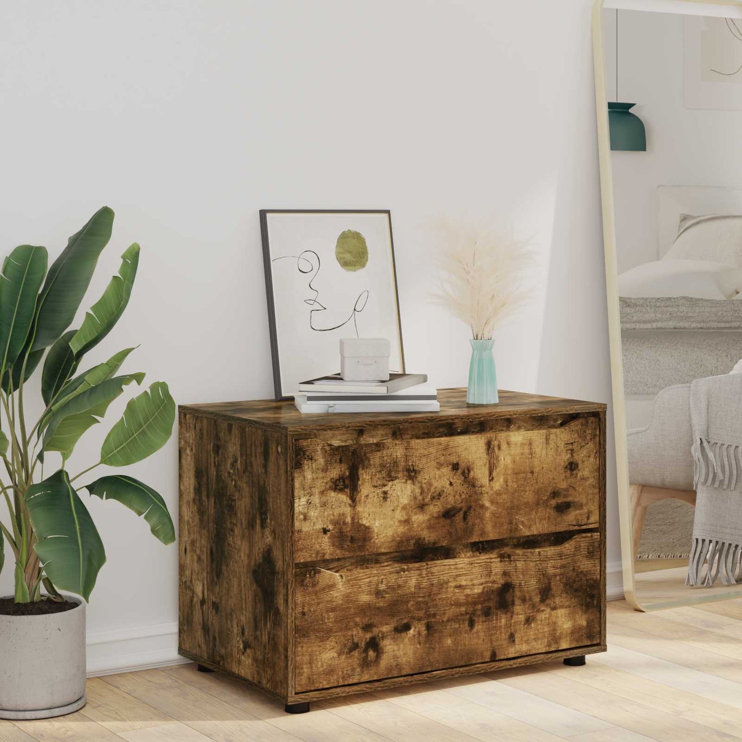 Storage Cabinet Smoked Oak 80 x 48 x 57 cm Engineered Wood