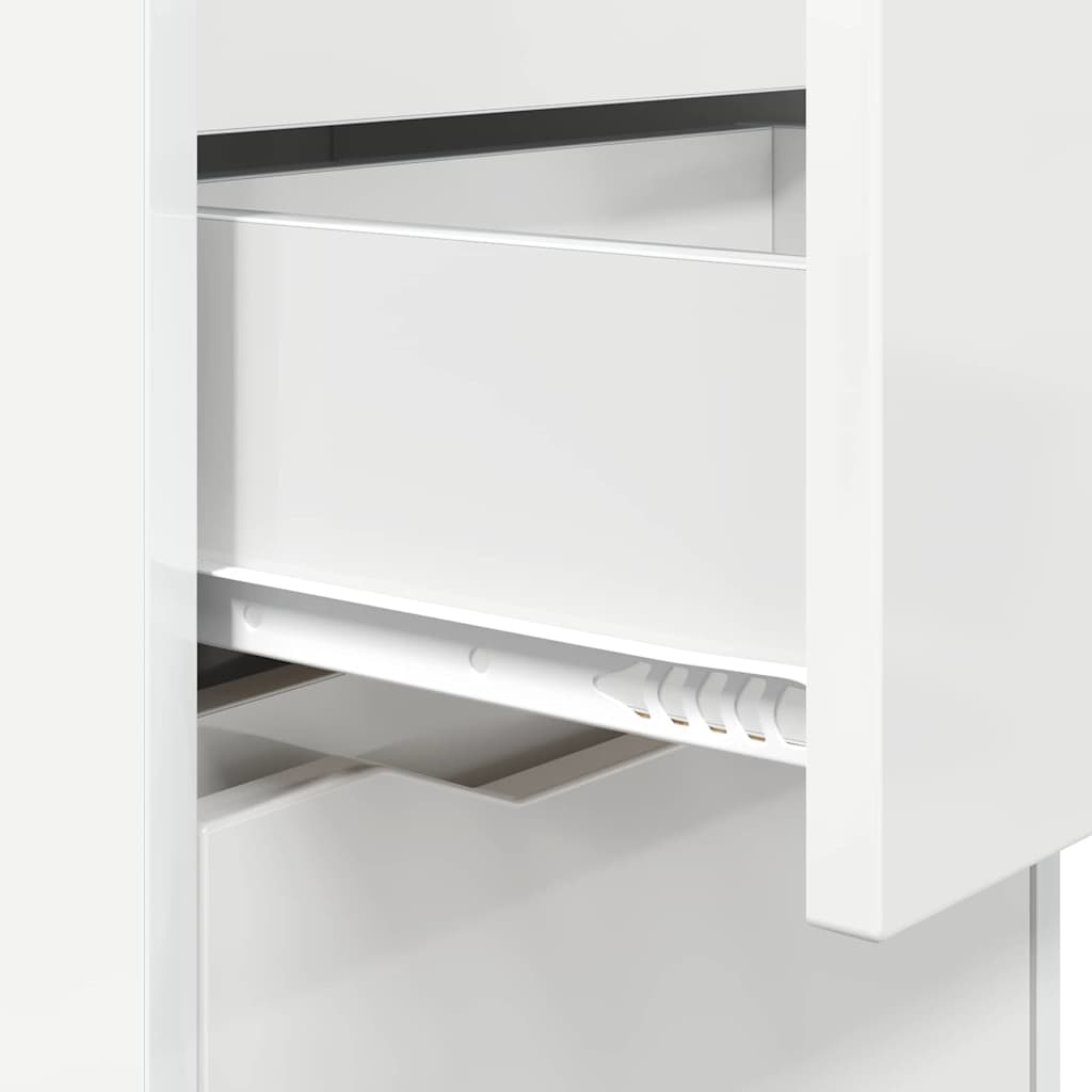 Bedside Table High Gloss White 40 x 30 x 467 cm Engineered Wood